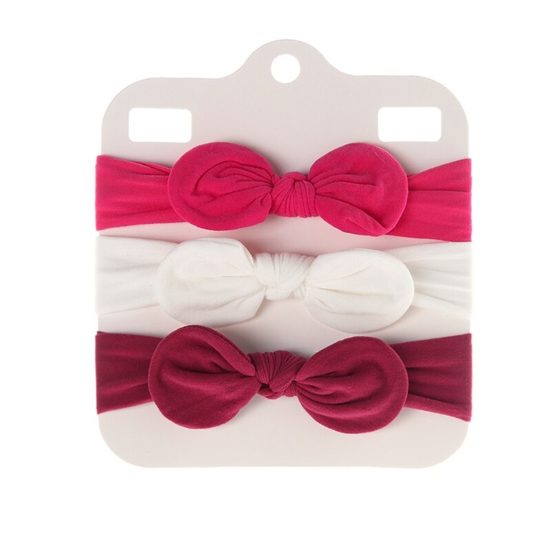 Diademas con lazo de nailon suave para niña, cintas elásticas de Color sólido para el pelo con lazo, accesorios para el cabello para recién nacido, 3 uds.