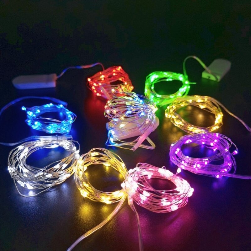 Guirnalda de luces LED de alambre de cobre para decoración de Navidad, guirnalda de luces de hadas para vacaciones, árbol, de boda, Navidad, , 10 Uds., 5 uds.