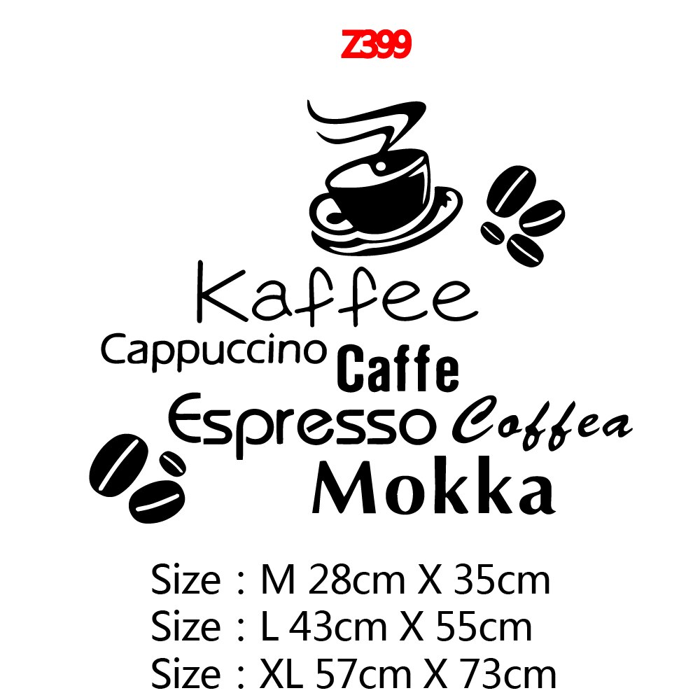 Pegatina de pared de vinilo para café, decoración del hogar para cocina, sala de estar, cafetería, calcomanía de pared, decoración del hogar: Style12 / Size M