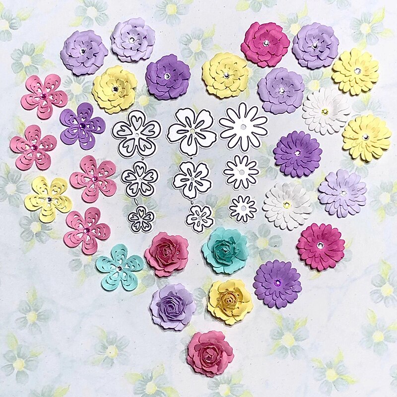 Bunnymoon Small Flowers Stencil Metal Cutting Dies For Scrapbooking Practice Hands-on DIY Album Card Craft Decoration