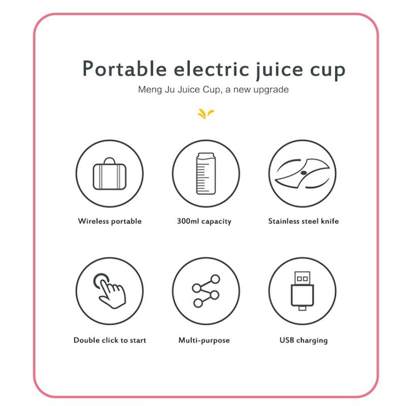 Bærbar multifunktionel usb-opladning juicer kop food-blender mini-processor mad frugt elektrisk blender 300ml juice elektr  k2 h 6