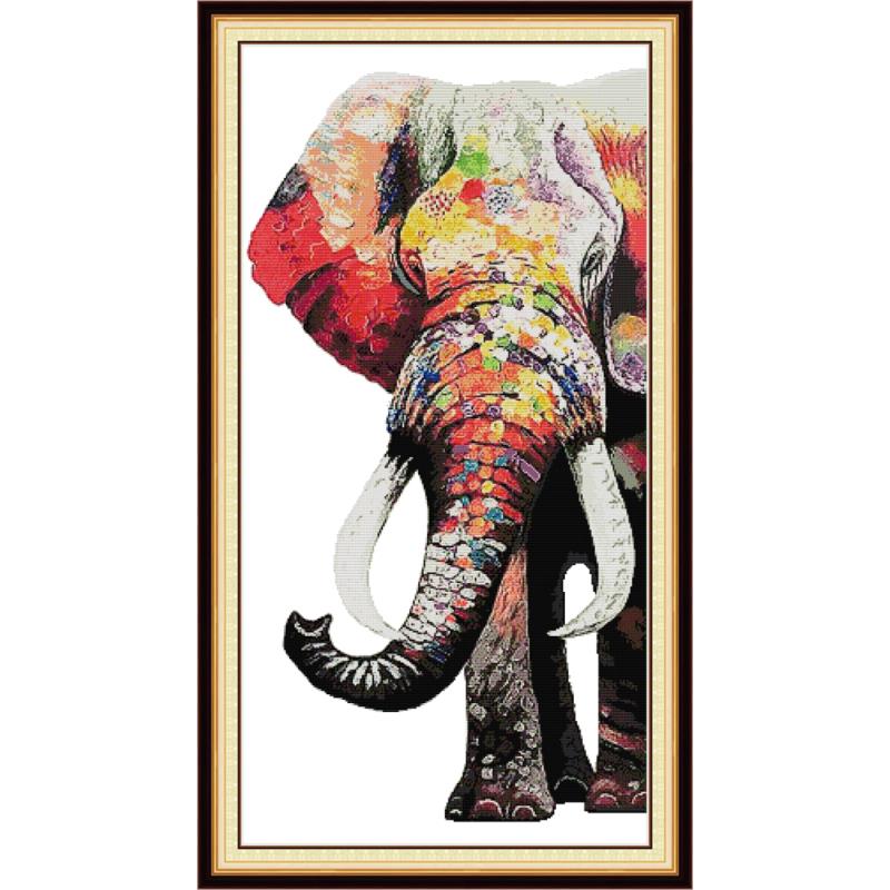 Joysunday animal print cross stitch kit farve elefant 14ct håndarbejde broderi kit diy boligindretning maleri håndlavet