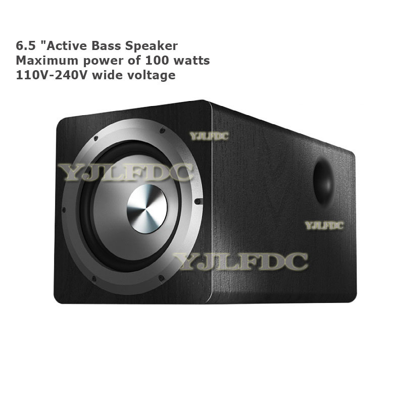 High-power 100W Subwoofer Home Theater Hi-fi Super Bass 6.5-inch Wooden Active Subwoofer 110V-220V Wide Voltage Speakers: Red