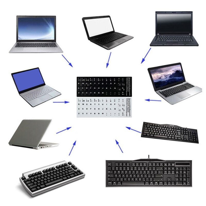 Aufkleber für computertastaturen, spanische sprache, tastaturaufkleber, schutzfolie  e8be