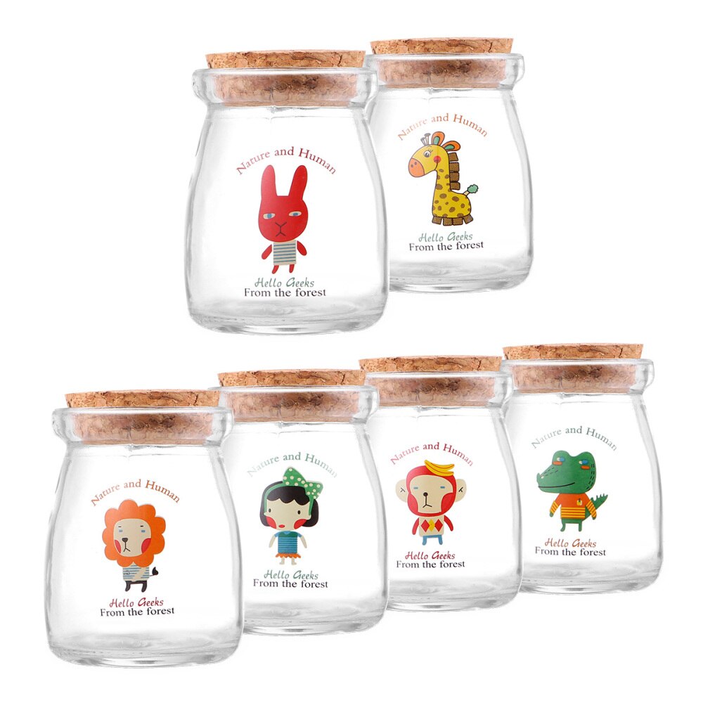 6PCS Yogurt Jars Clear Glass Pudding Jars With Lids Yogurt Glass Jar Container: Default Title