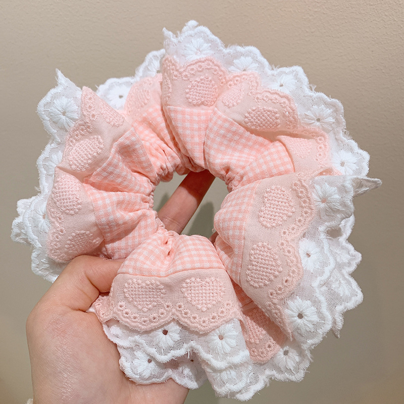 Stora hårband för kvinnor i spets, rutigt hårband, hästsvanshållare, hårknyte, hårring, gummiband, håraccessoarer för kvinnor, huvudbonader