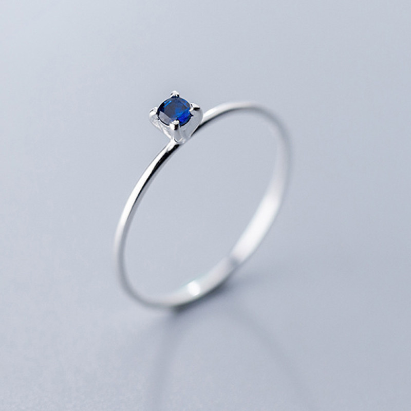 INZATT Real 925 Sterling Silver Blue Zircon Ring For Women Fine Jewelry Cute Minimalist Accessories