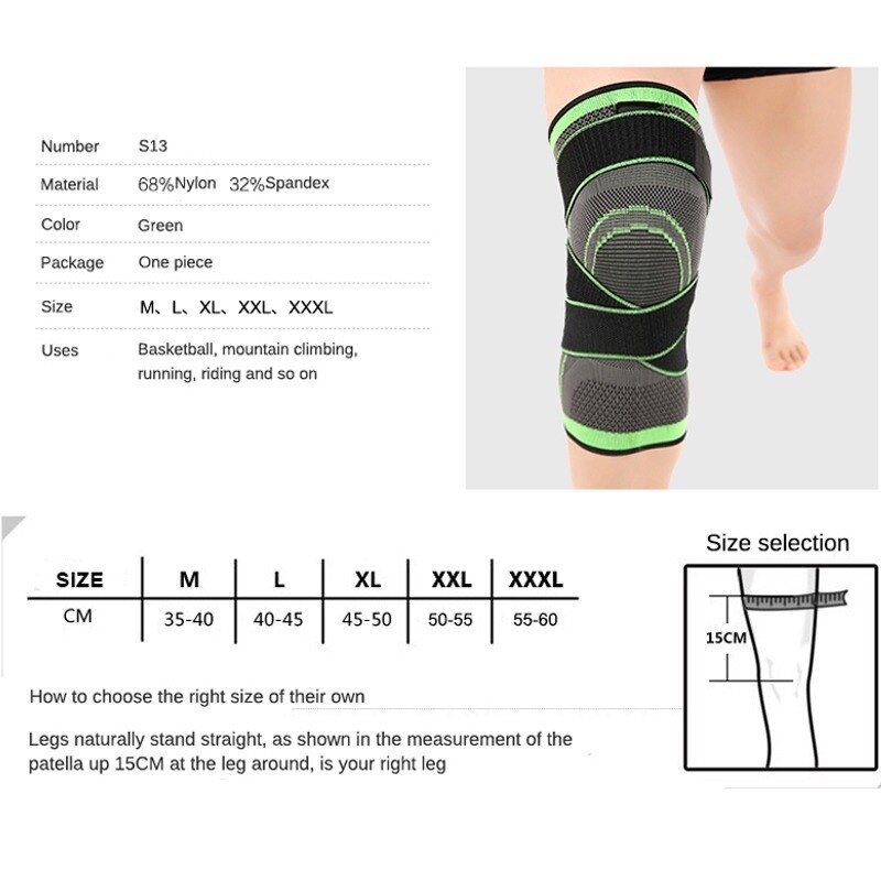 1Pc Sport Kniebeschermer Druk Kneepad Elastische Knie Pads Ondersteuning Mouwen Basketbal Volleybal Brace Training Fitness