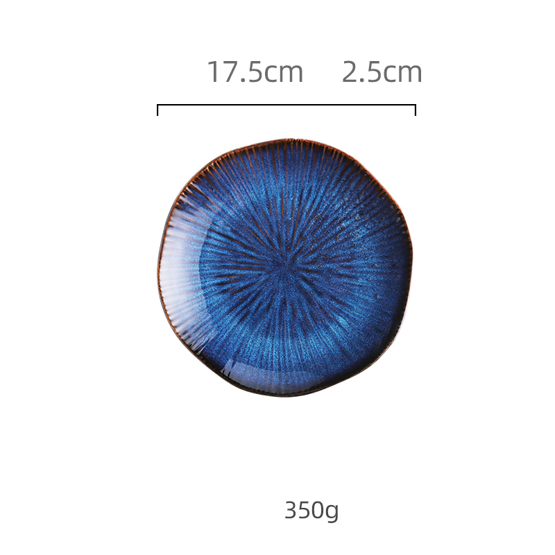 Blue Color Ceramic Tableware Home Flat Plate Deep Steak Dish Breakfast Dinner Plate Big Bowl Dinnerware Set Dish SetDinnerware: 7inch Flower Plate