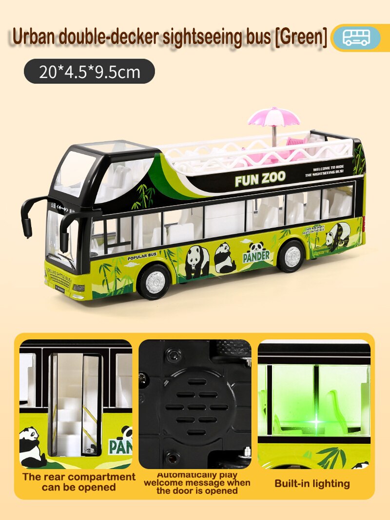 Children&#39;s toy simulation alloy car model double-decker bus bus boy toy sound and light can open the door car decoration: 8 no box