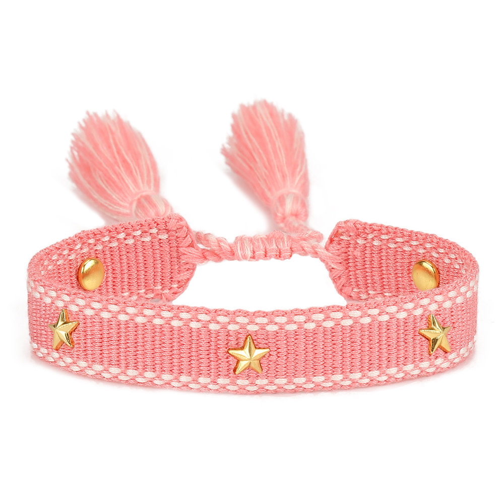 Bracciale dell'amicizia intrecciato per donne con piccole stelle Braccialetti di gioielli impilabili estivi Regali per la sorella: champagne Oro