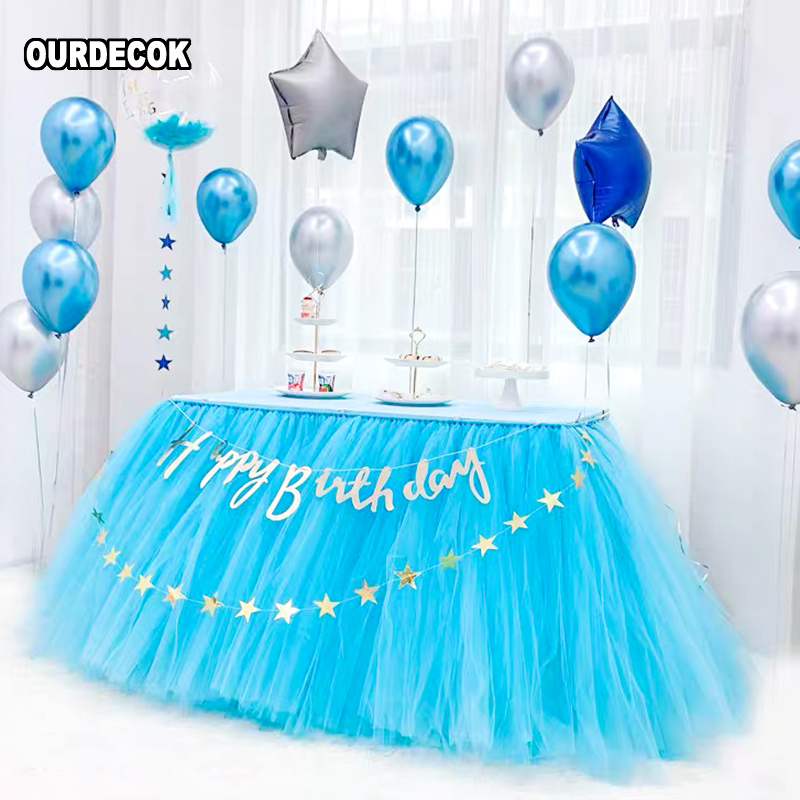 Tulle Tutu Table Skirt Tableware for Wedding Decoration Baby Shower Party Wedding Table Skirting Home Textile Finished Product