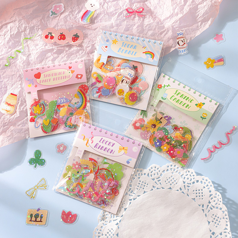 50/pcs Kawaii Cartoon Waterdichte Stickers Pakket Koreaanse Retro Cartoon Stijl Notebook DIY Journal Decoratieve PET Stickers