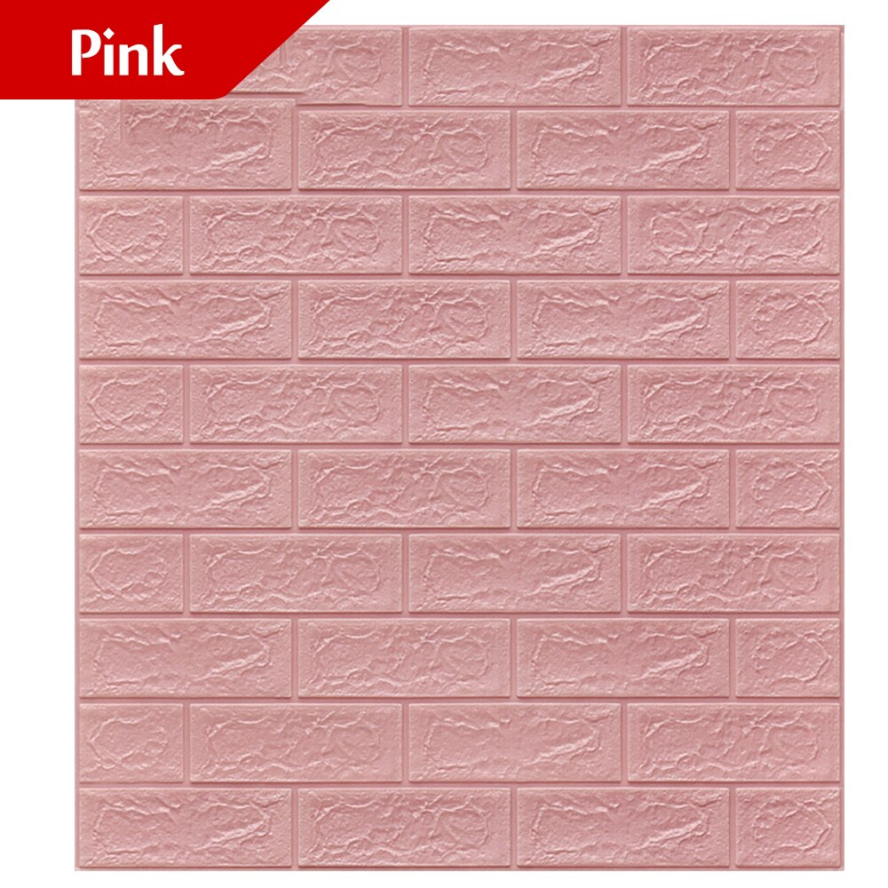 DIY autoadhesivo 3D pared de ladrillo adhesivo papel pintado decorativo espuma revestimiento de paredes impermeable papel pintado para niños sala de estar: pink