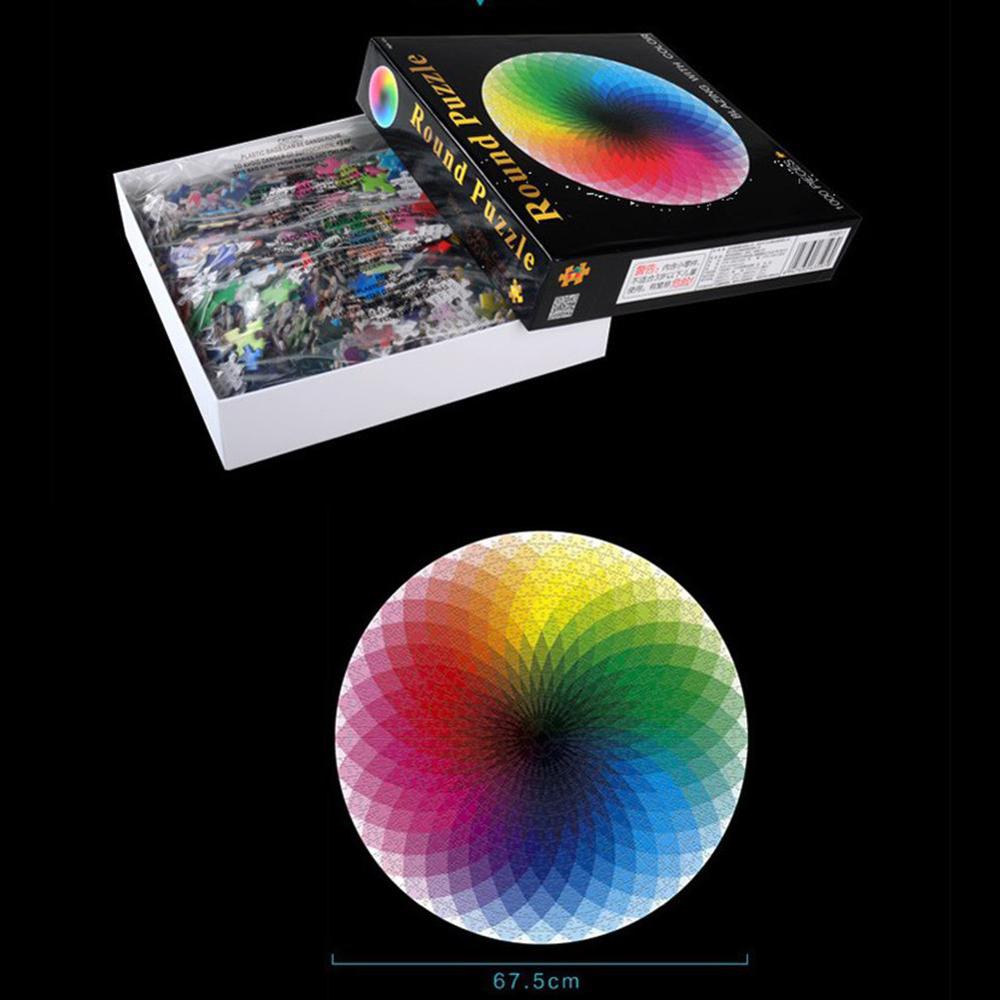 Colorful Rainbow Round Jigsaw Puzzle Paper 1000 pcs/set Geometrical Photo Puzzle Adult Kids DIY Educational Reduce Stress Toy