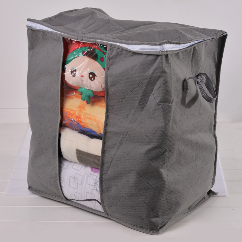 Bolsa de almacenamiento de edredón extragrande, bolsa de almacenamiento de ropa con asas, portátil, a prueba de polvo, no tejida, con cremallera, 60x42x36cm
