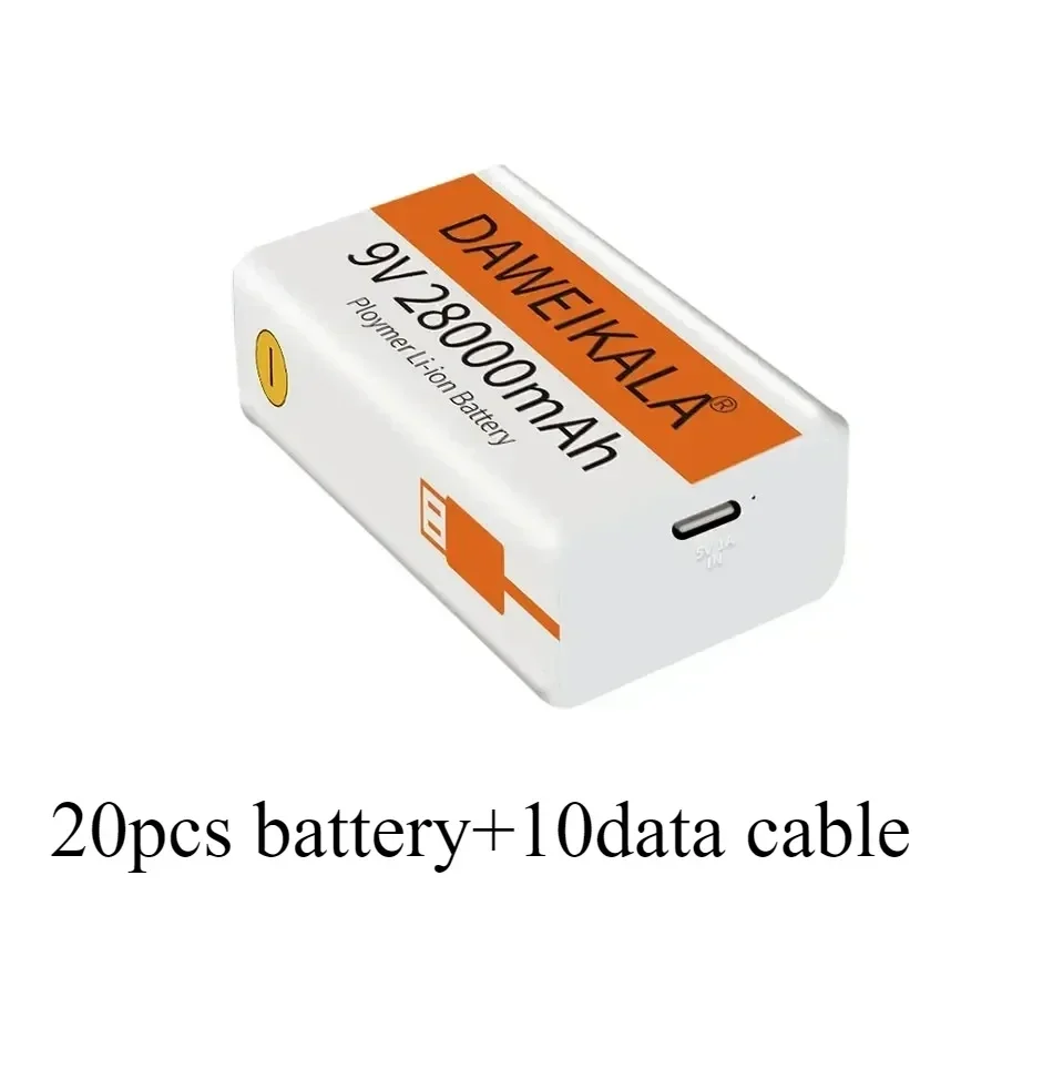 9V battery 28000mAh li-ion Rechargeable battery Type-C Battery 9v for Multimeter Microphone Toy Remote Control KTV use