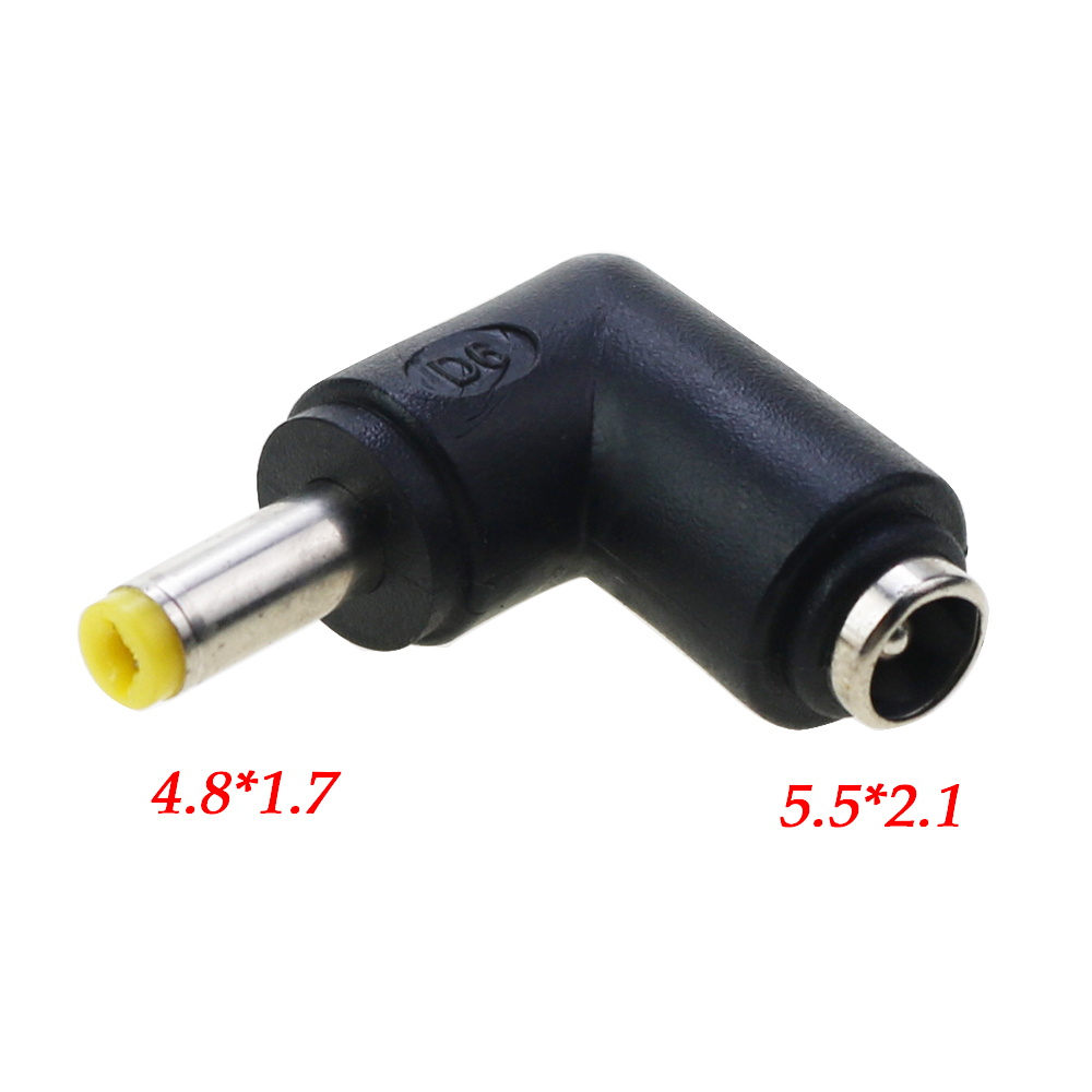 1PC DC Power Converter Plug 5.5x2.1mm Internal Thread To 90 Degrees 5.5x2.5 6.0X1.4 4.0X1.7mm External Thread Adapter Connector: Lavender