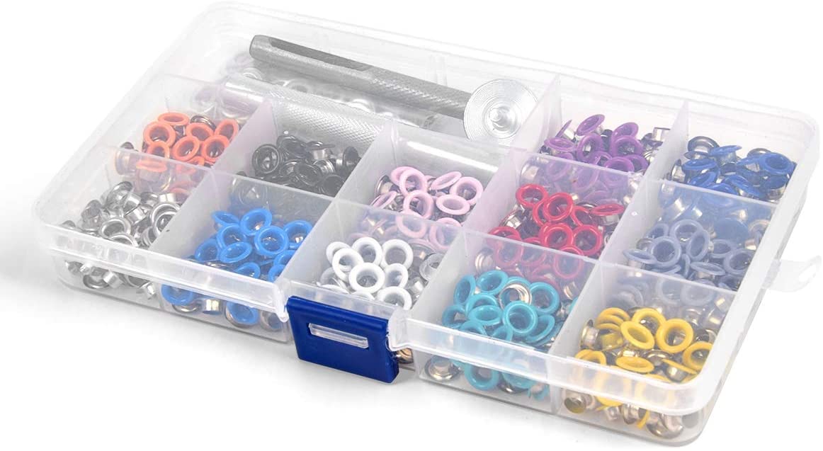 Grommet Kit 540pcs 3/16 Inch Multi-Color Metal Eyelets Grommets Set with 3 Setting Tools for Clothes Leather Crafts DIY Projects