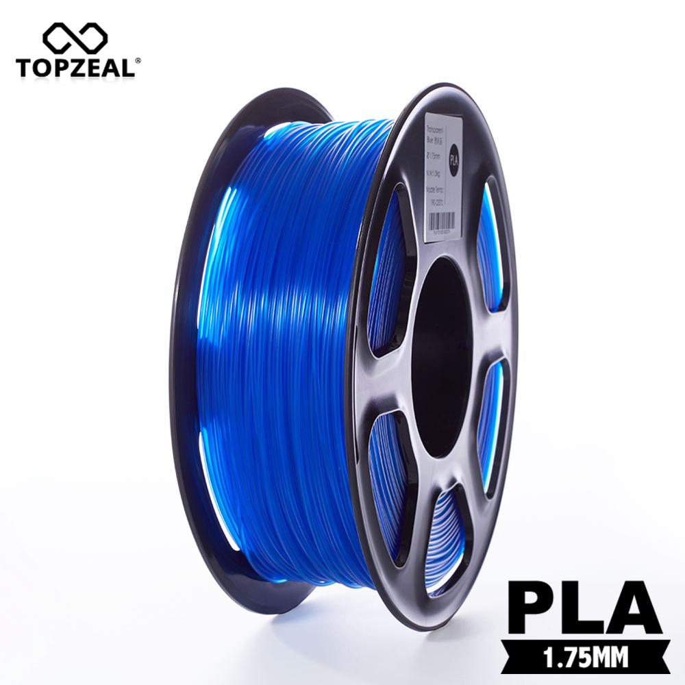 Topzeal Clear 3D Plastic Filament Pla Gloeidraad 1.75Mm 1Kg Dimensionale Nauwkeurigheid +/- 0.02Mm Transparant Blauw voor 3D Printer