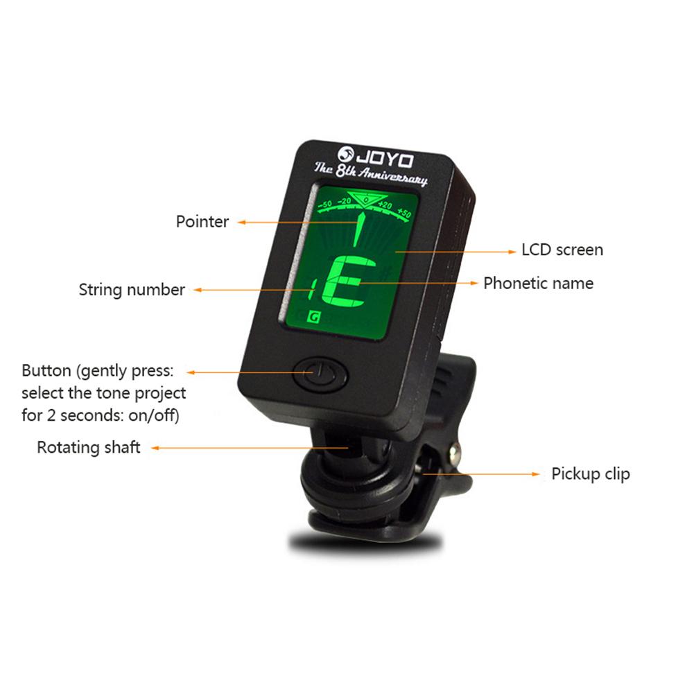 360 degrés chromatique guitare basse rotatif JOYO JT-01 basse accordeur Mini LCD pince accordeur pour violon ukulélé accessoires TT