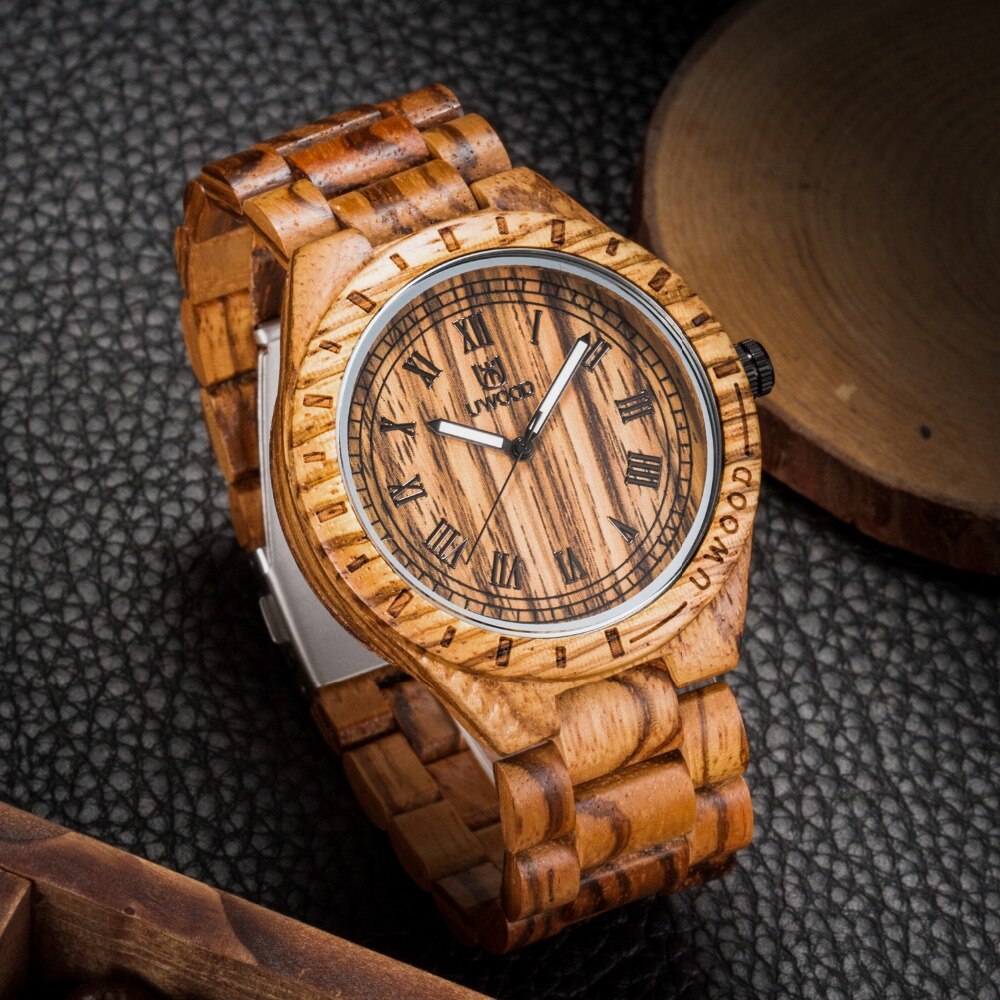 Uwood Eco Friendly Sandal Wood Watch Japan Quartz Movement Waterproof Wooden Wrist Watches for Men