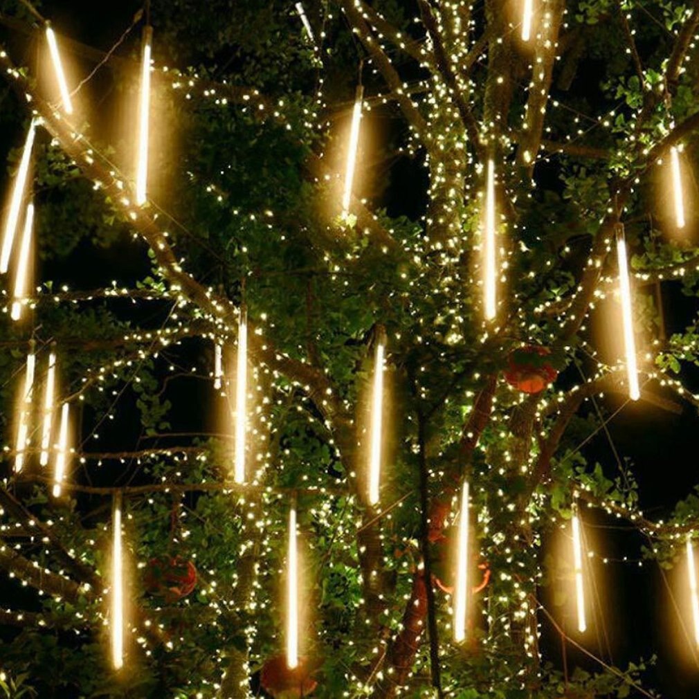 30cm/50cm Meteor Tube LED Meteor Shower Rain tubi luci Decorative natalizie LED bella festa nuziale giardino String Light: Black / 50cm