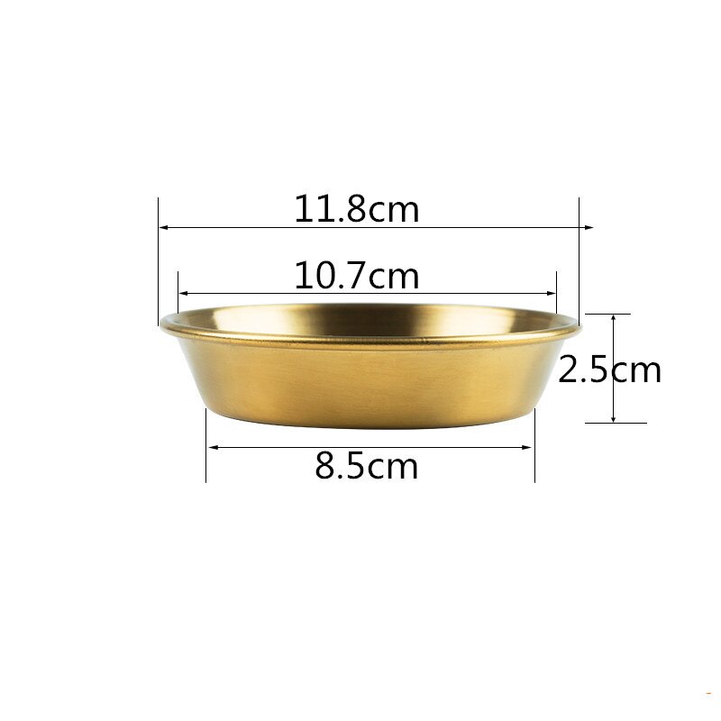 304 Rvs Kimchi Plaat Schotel Kom Saus Goud Gouden Kleine Schotel Opslag Trays Plaat Snacks Platte Kruiden Doos Servies: 11.8x2.5cm gold