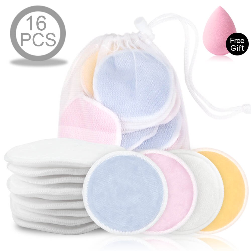 Washable Cotton Pads Reusable Cottons Bamboo Makeup Remover Pads Washable Wipe For Make-up Removal Three Layers With Laundry Bag