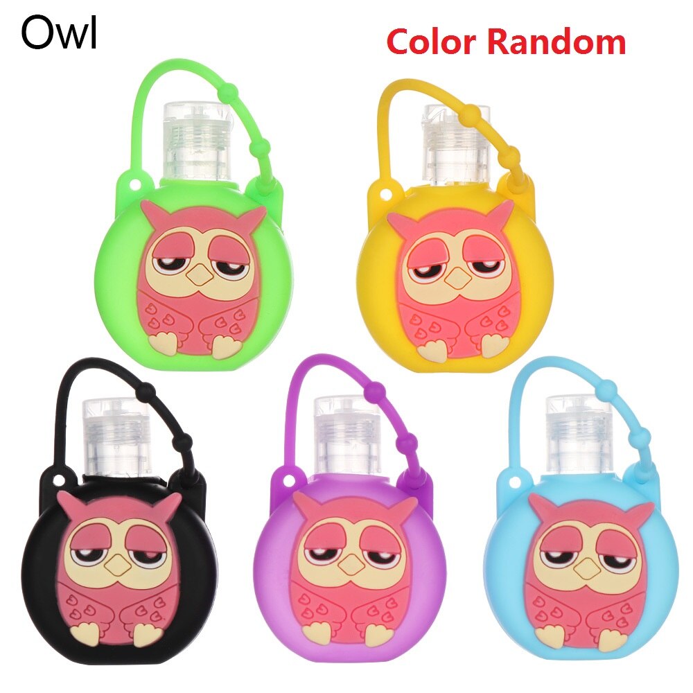1 unidad de dispensador de jabón portátil de gel de silicona para manos dispensador de jabón botella rellenable Fruta de dibujos animados botella embotelladora de flores de animales: Owl