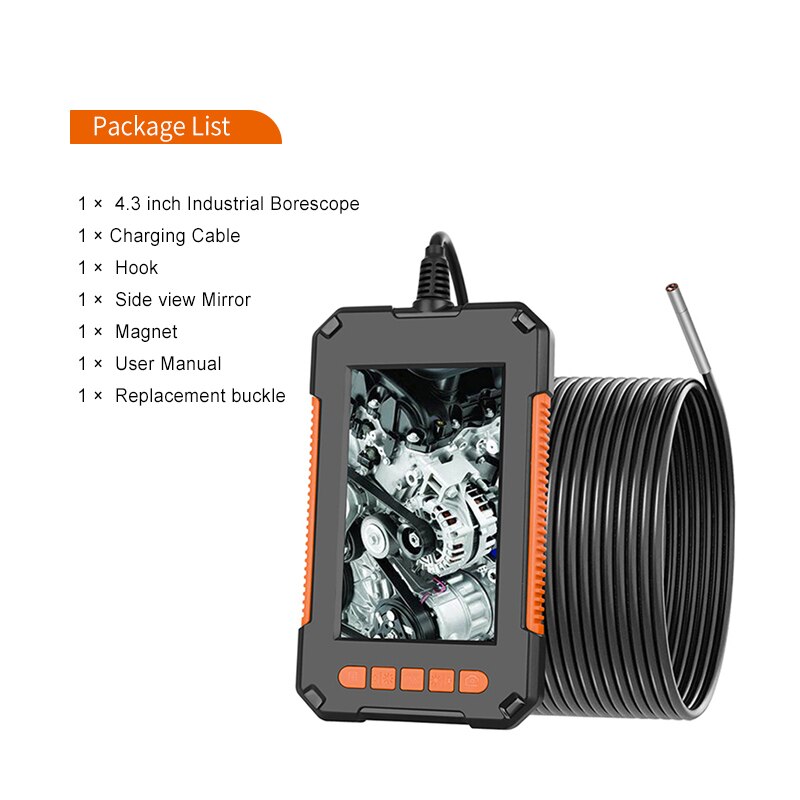 P40 8Mm Enkele Dual Lens Industriële Endoscoop 1080P 4.3 &quot;Ips Lcd Digitale Inspectie Camera Met 8 Led voor Auto Riool Controle: 10m / 4.3 3.9mm single