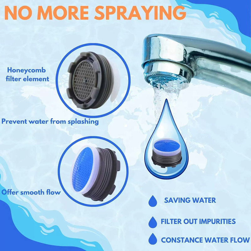 Faucet Aerator Replacement for Cache Aerators and Faucet Aerator Key Removal Tool Tap Aerators Flow Restrictor 16.5-24mm