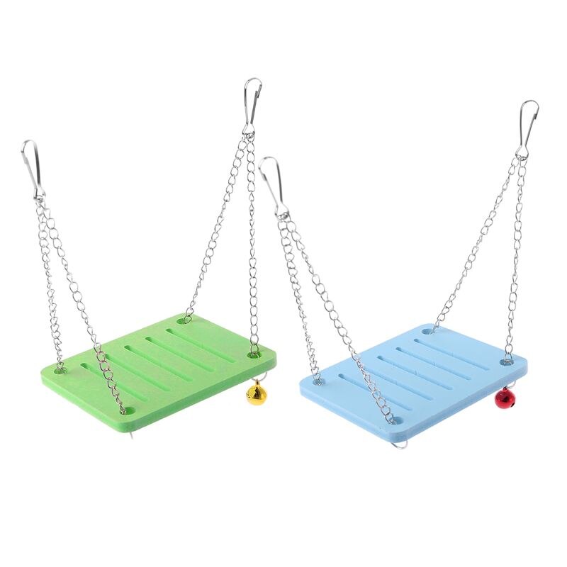 Wooden Parrot Hamster Swing Hanging Bell Cage Toy Chinchilla Mouse Perch Pet Accessories plastic hamster toy