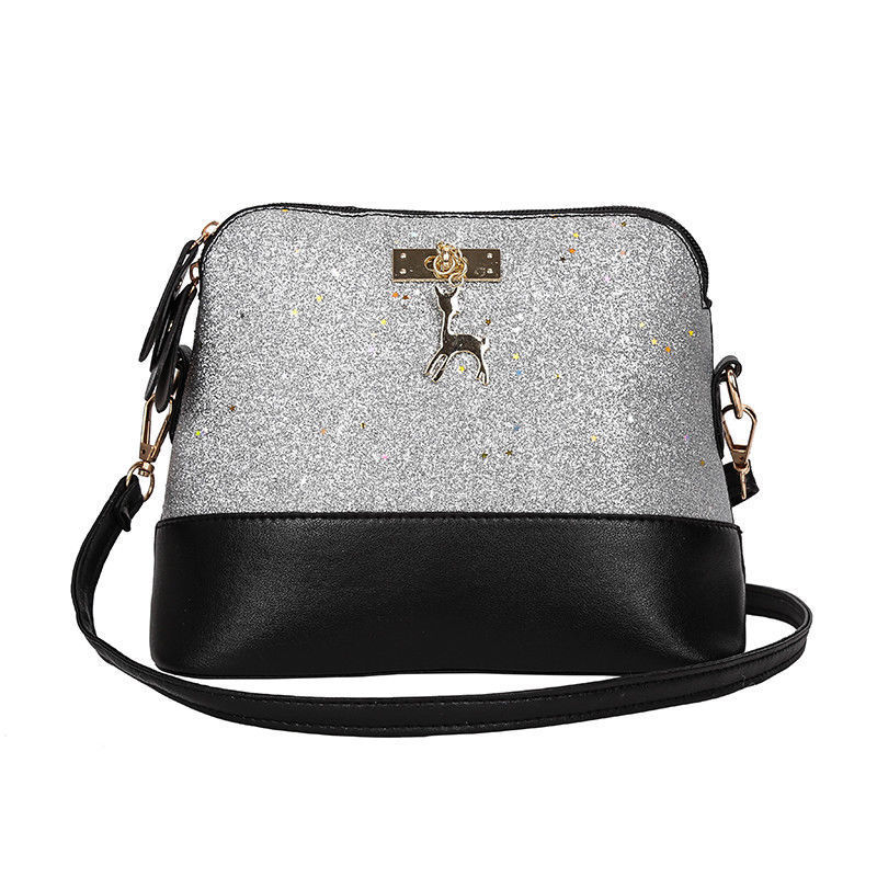 Hisuely Pailletten Vrouwen Pu Lederen Handtassen Schoudertas Bling Bling Shell Zakken Messenger Crossbody Hobo Satchel Purse Meisje Q4: Silver
