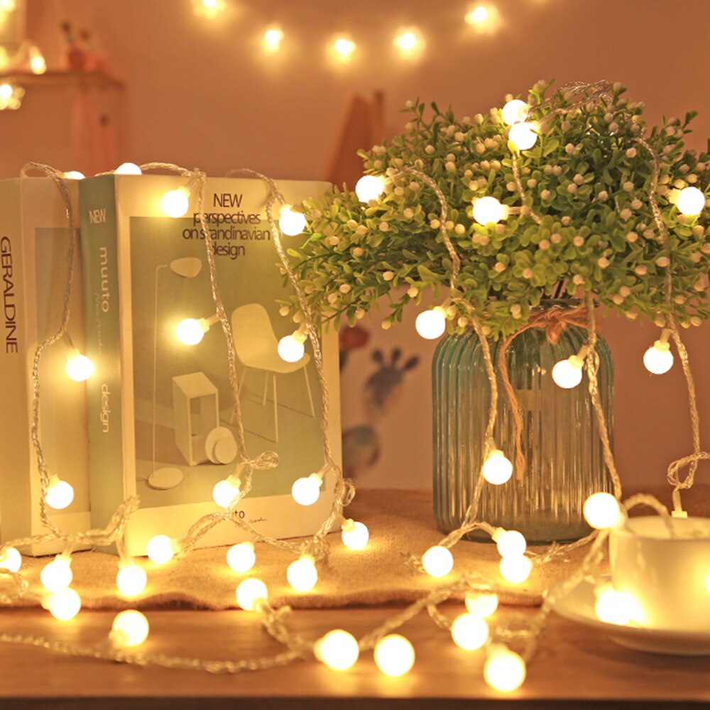 USB/Batterij Power LED Ball Garland Lights Fairy String Outdoor Lamp Thuis Kamer Kerstvakantie Bruiloft Feestverlichting Decoratie