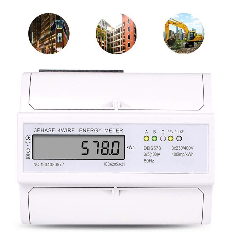 Lcd Digitale Drie-Fase Meter XTM1250SA-U Drie-Fase Meter 4-Draad Elektriciteit 5-100A Gekalibreerd Meter Voor Din din Rail