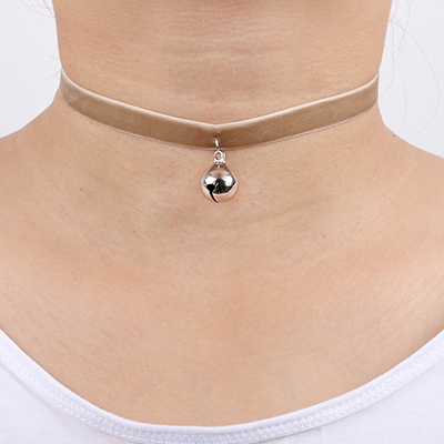 Red Velvet Bells Choker Necklace Black Velvet Ribbon Bells Pendant Chokers Necklaces Women Girl Neck Band Jewelry CN16: Brown