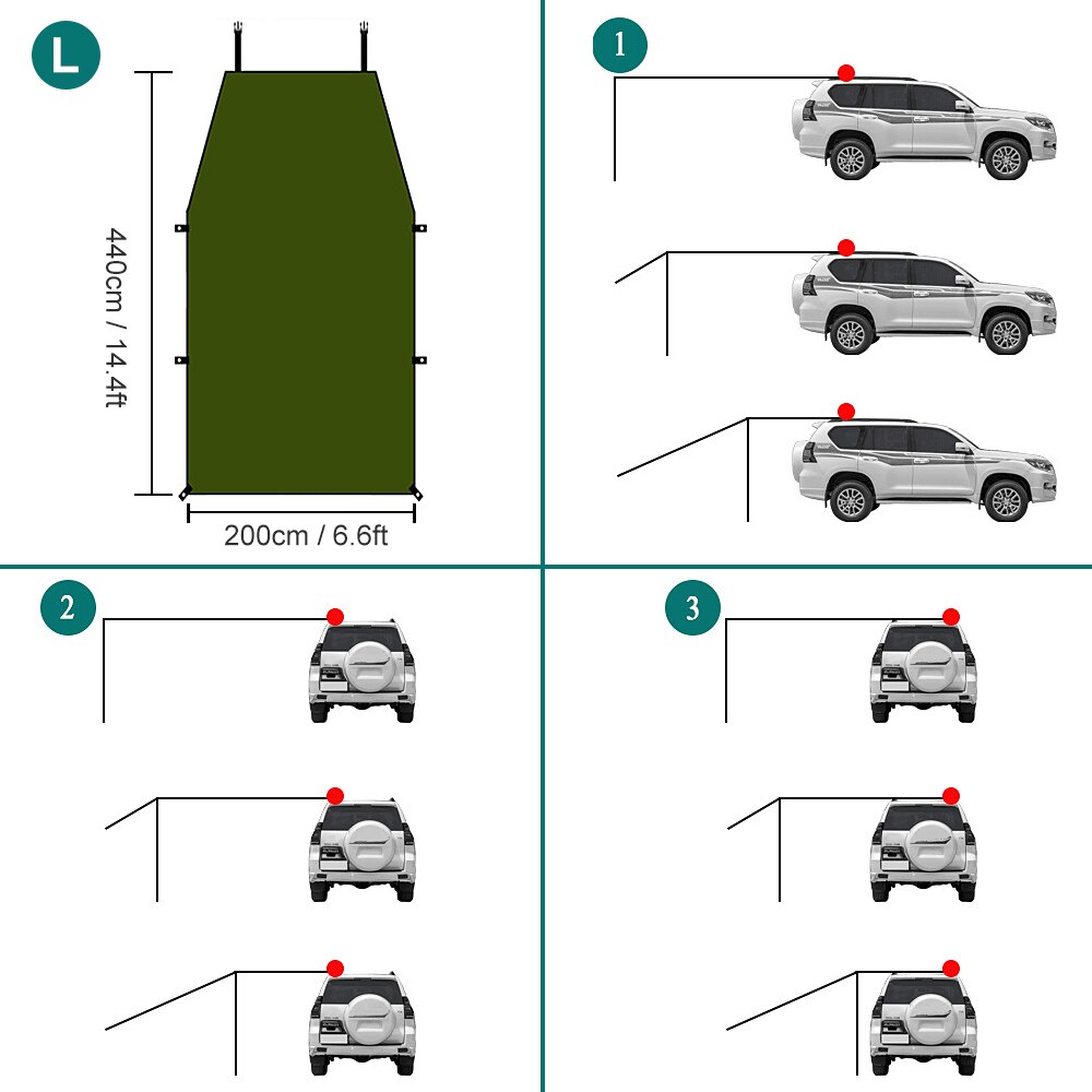 Auto Luifel Tent Dak Top Voor Suv Auto Outdoor Camping Reizen Strand Zonnescherm 210D Oxford Sunproof Regendicht Luifel
