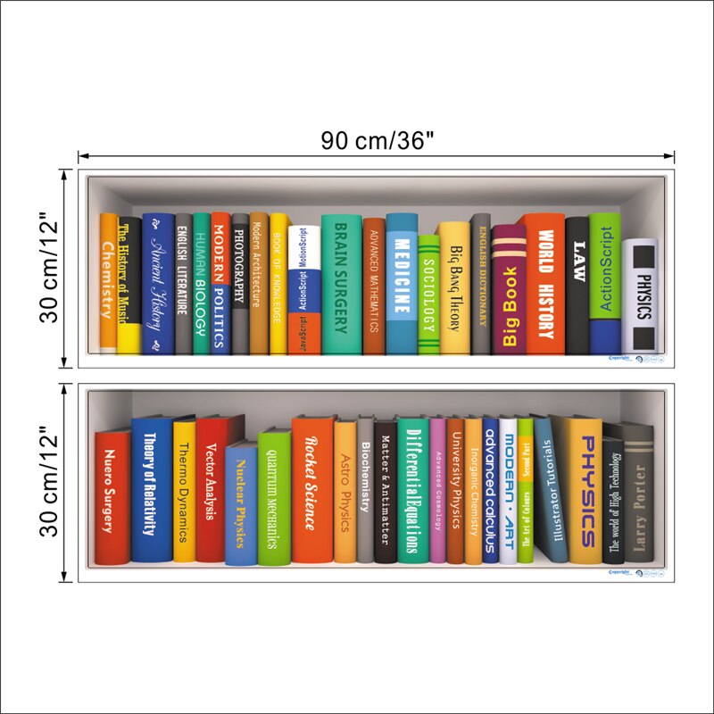 3d Bookshelf Wall Art Stickers For Office Study Room Kids Room Home Decoration Wall Mural Diy Pvc Decals