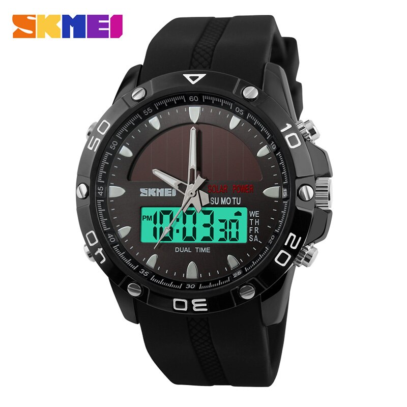 Skmei Dual Time Display Mannen Digitale Quartz Horloge Chronograph 50M Waterdicht Horloge Man Sport Horloges Relogio Masculino 1064: Black
