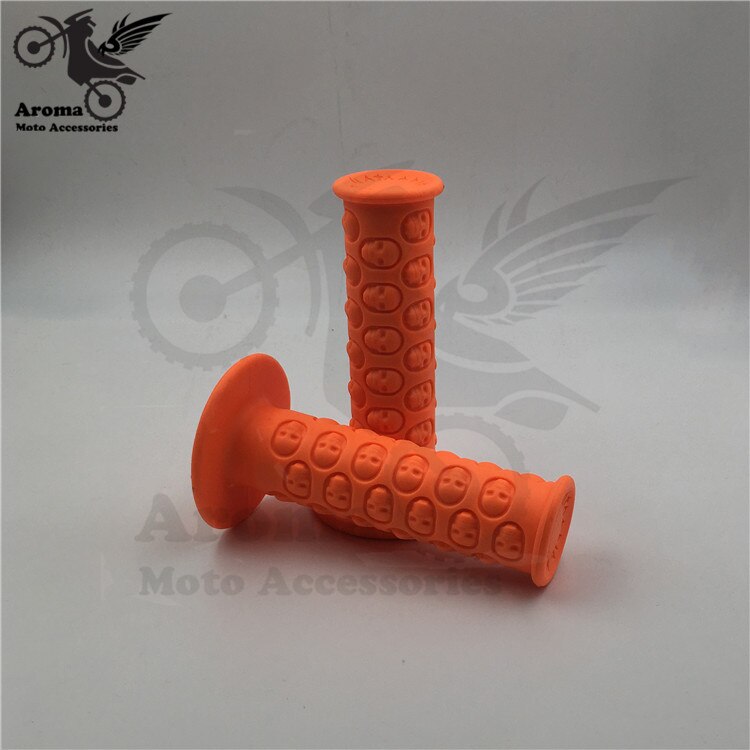 Manillar de motocross con esqueleto humano, empuñaduras de goma universales para moto KTM pit bike: Naranja