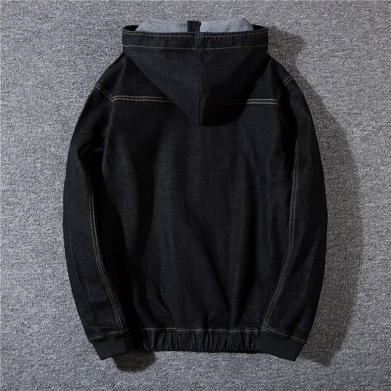 Big Size 5xl 8xl Spring Winter Mens Denim Jacket Hooded Loose Streetwear Hip Hop Jean Coat Black Fat Jackets