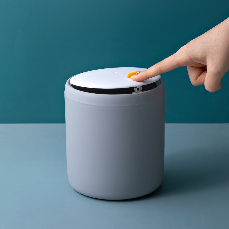 Mini cubo de basura de escritorio, cesta de basura de plástico para mesa del hogar, suministros de oficina, caja de barril de artículos diversos: Grey