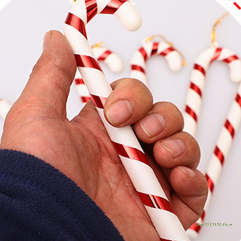 QX2E 6 Pcs Candy Christmas Cane Xmas Trees Pendant Year Party Office Living Room Outdoor Garden Home Decorations