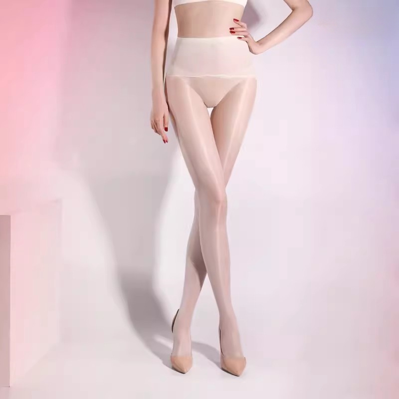 Pantimedias ajustadas sexis 360 sin costuras para piernas brillantes con forma de pie, medias transparentes ultrafinas 10D, ropa para discoteca de baile en barra: Blanco