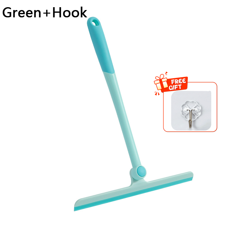 360 Degree Rotatable Shower Squeegee Glass Wiper Scraper Squeegee Cleaner With Silicone Holder Bathroom Mirror Scraper Cleaning: army green