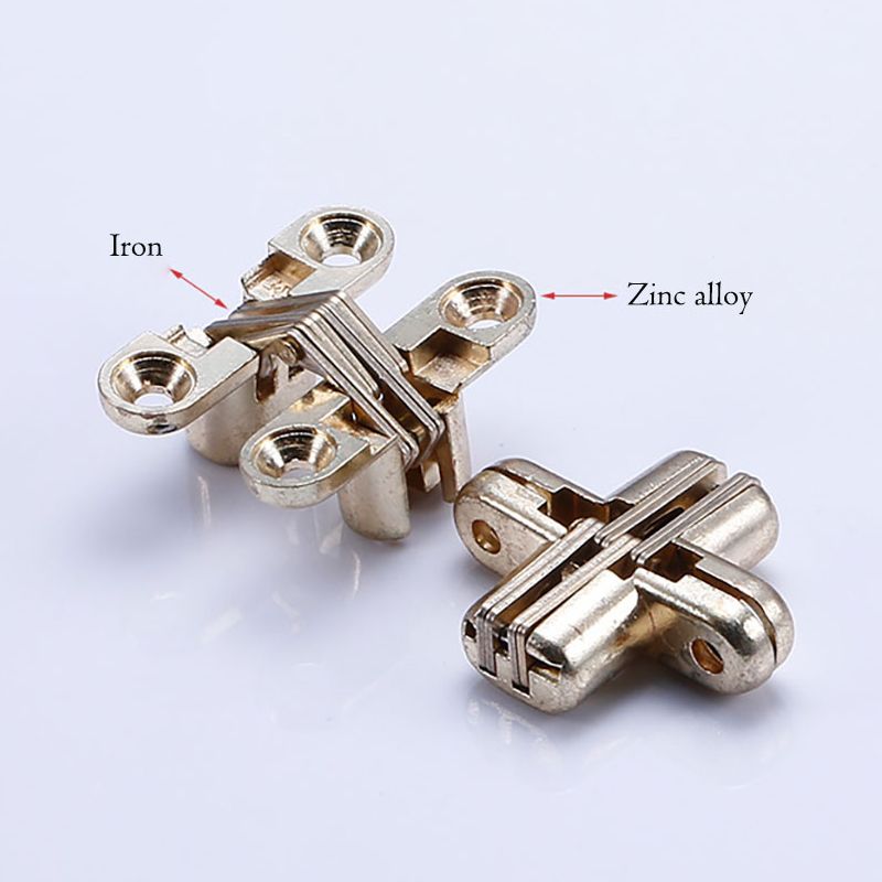 Zinklegering + ijzer verborgen kruisscharnier Onzichtbare verborgen meubelscharnieren Verborgen scharnier voor opvouwbare doe-het-zelf eettafel Raambureau