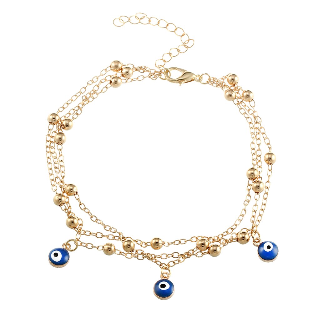Boho Metalen Armbanden Enkelbanden Goud Kleur Blue Evil Eye Hamsa Hand Shell Turkse Sieraden Bangle Bruiloft Armbanden Voor Vrouwen: Default Title