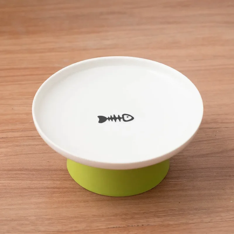 Kattenbak Keramische voerbakken Kat Hondenbak Schotel Voedselbord voor huisdieren Kitten Waterschotel Feeder Hondenbak Feeder voor katten Accessoires voor huisdieren: green
