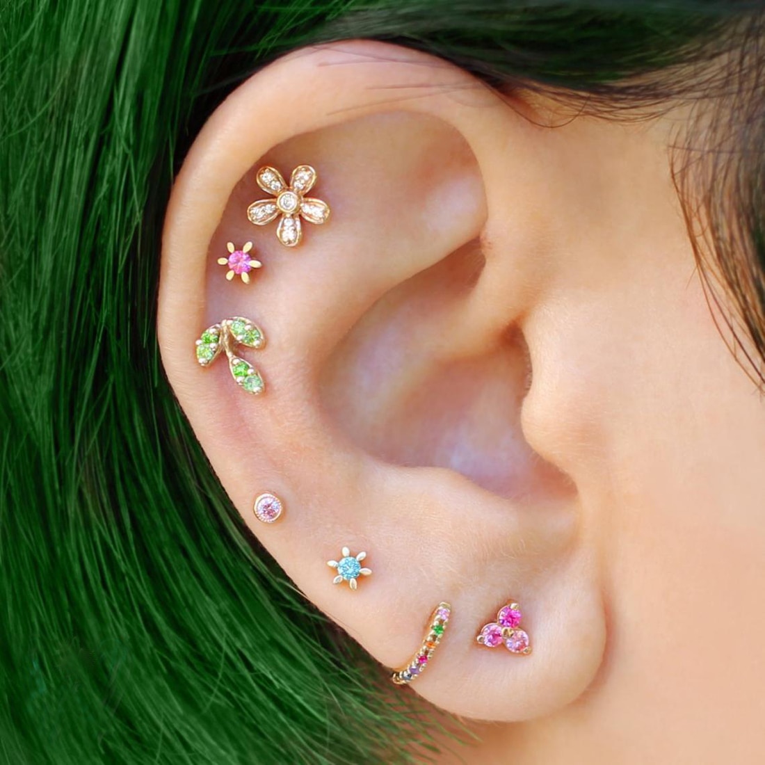 925 Sterling silver piccolo mini orecchino della vite prigioniera colorato cz fiore ape perla minimo delicato cartilagine piercing gioielli